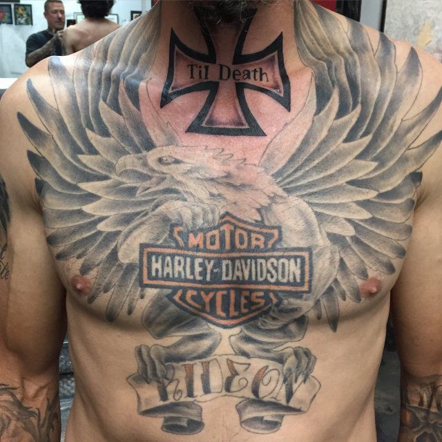 Harley davidson chest tattoo Nude jump rope gif